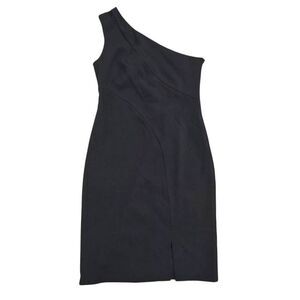 DKNY One Shoulder Sheath Dress Women's 10 Black 100% Polyester Party Preppy